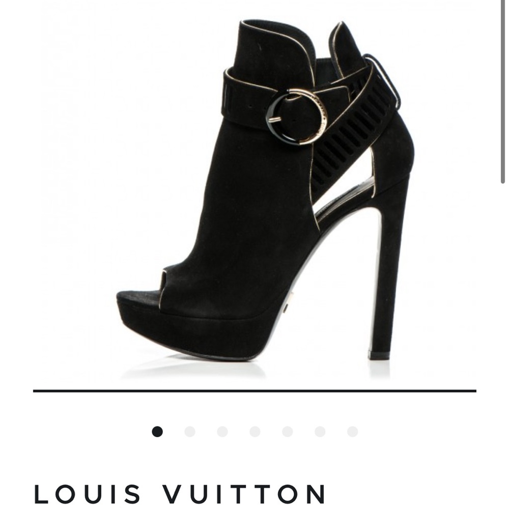 Louis Vuitton Suede Peep Toe Ankle Boots Size 36.5
